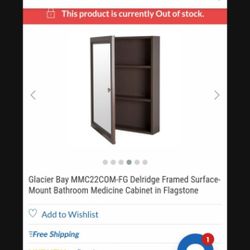 Glacier Bay MMC22COM-FG Delridge Framed Surface-Mount Bathroom Medicine Cabinet in Flagstone