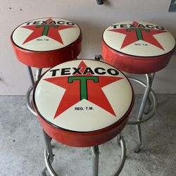 3 Vintage Texaco Bar Stools