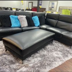 White or Black Leather Sectional Only$799! 