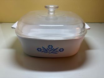 Vintage Corning Ware Blue Cornflower A-84-B 4 Qt Casserole Dish & Pyrex Lid