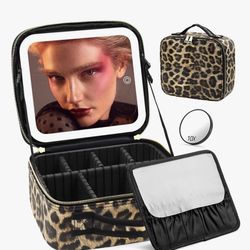 Makeup Bag with Light Up Mirror, Lighted Travel