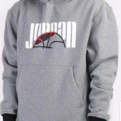 AIR JORDAN SPORT DNA JUMPMAN MEN'S FLEECE PULLOVER THICK WARM HOODIE SWEATER SIZE LARGE GREY/BLACK JORDAN FRONT AND BACK LOGO BRAND NEW WITH TAGS.