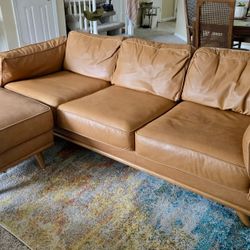 Article Timber 90 Inch Leather Sofa- Tan