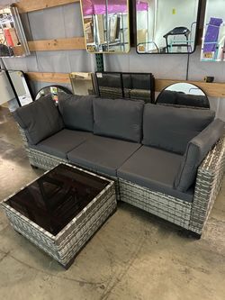 New 82” Outdoor Patio Wicker Sofa Furnitur