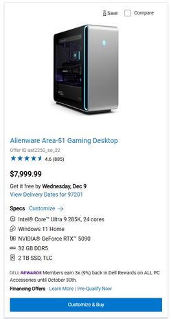 Alienware Area 51 with RTX 5090