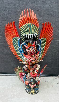 Balinese Garuda wood sculpture 34” tall