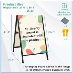 A-Frame 24x36 Inch Sandwich Board Signs Outdoor, Double-Sided Sidewalk Sign Business Signs for Outside, Heavy Duty, Carry Handles, Compact& Portable,