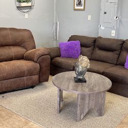 FREE DELIVERY Brown Sofa With Recliner 
