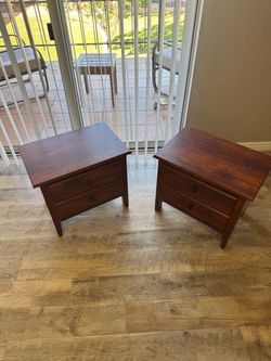 Matching Wooden 2-Drawer Nightstands / Bedside Tables (Set of 2)