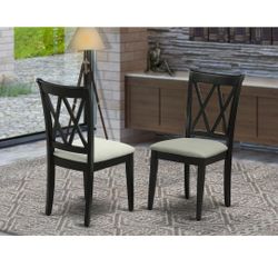 Urban Upmarket Clarksville Double X-Back Chairs with Linen Fabric Fabric Seat in Black Finish