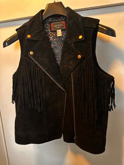 Forever 21 leather motorcycle vest with fringe
