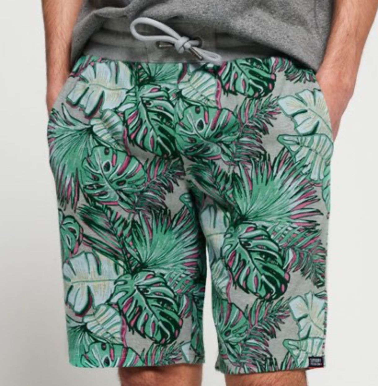 Authentic Superdry All Over Print Washed Casual Shorts Sz Large (L) 100% Cotton