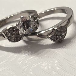 Gorgeous .98ct White Sapphire Engagement Ring Set