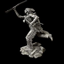 FRANKLIN MINT CHEYENNE BRAVE BY JIM PONTER PEWTER SCULPTURE