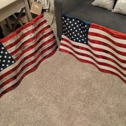 Wooden Waving American Flag 