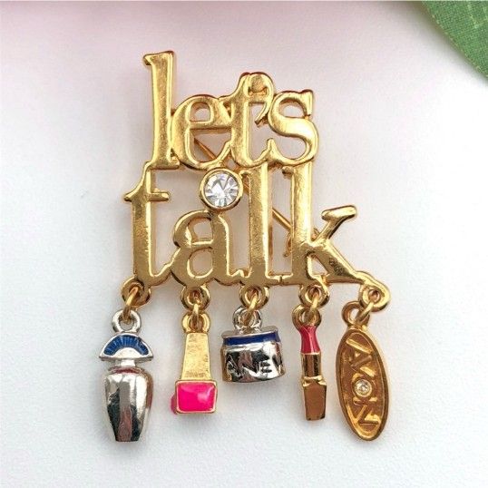 "Let's Talk" Vintage Avon Brooch Pin 