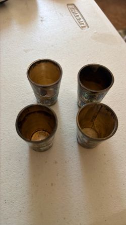 Set of 4 Abalone Shell Inlay Shot Glasses