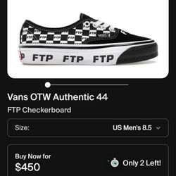 FTP Checkerboard VANS OTW Classics 8.5