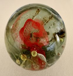 Kerry Glass Paperweight With Coral Swirl Design And Controlled Bubbles