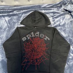 SP5DER HOODIE "SP5DER OG RHINESTONE HOODIE BLACK/RED" SIZE SMALL $100