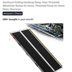VNN Portable Wheelchair Ramp 6FT, Non-Slip Aluminum Folding Handicap Ramp, Door Threshold Wheelchair Ramps for Home, Wheel Chair Ramp for Home Steps, 
