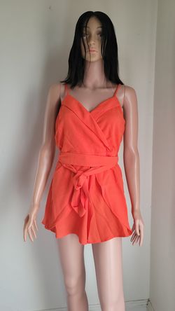 Orange Sleevesless Romper Jumpsuit S-L