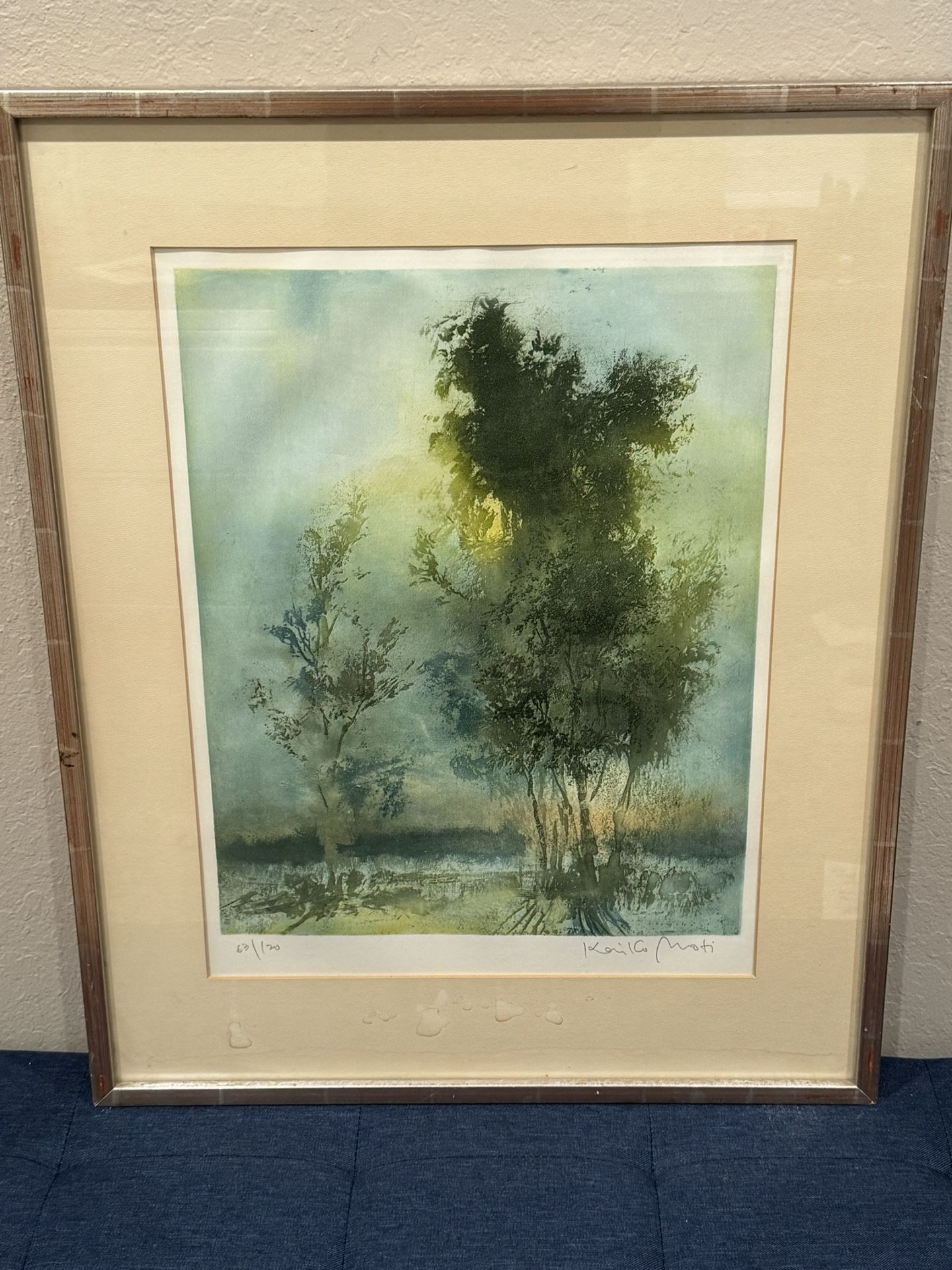 Original Signed KAIKO MOTI Color Aquatint "Les Arbres" 63/120 India Artist