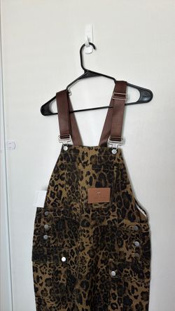 Leopard Print Denim Overalls