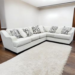 White Cream Sectional Couch with Super Deep Seats