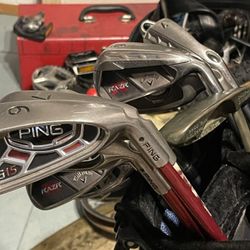 Pings and Callaway golf clubs + Ping bag
