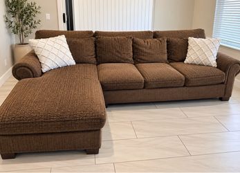 Brown Sectional Couch with Chaise –220OBO