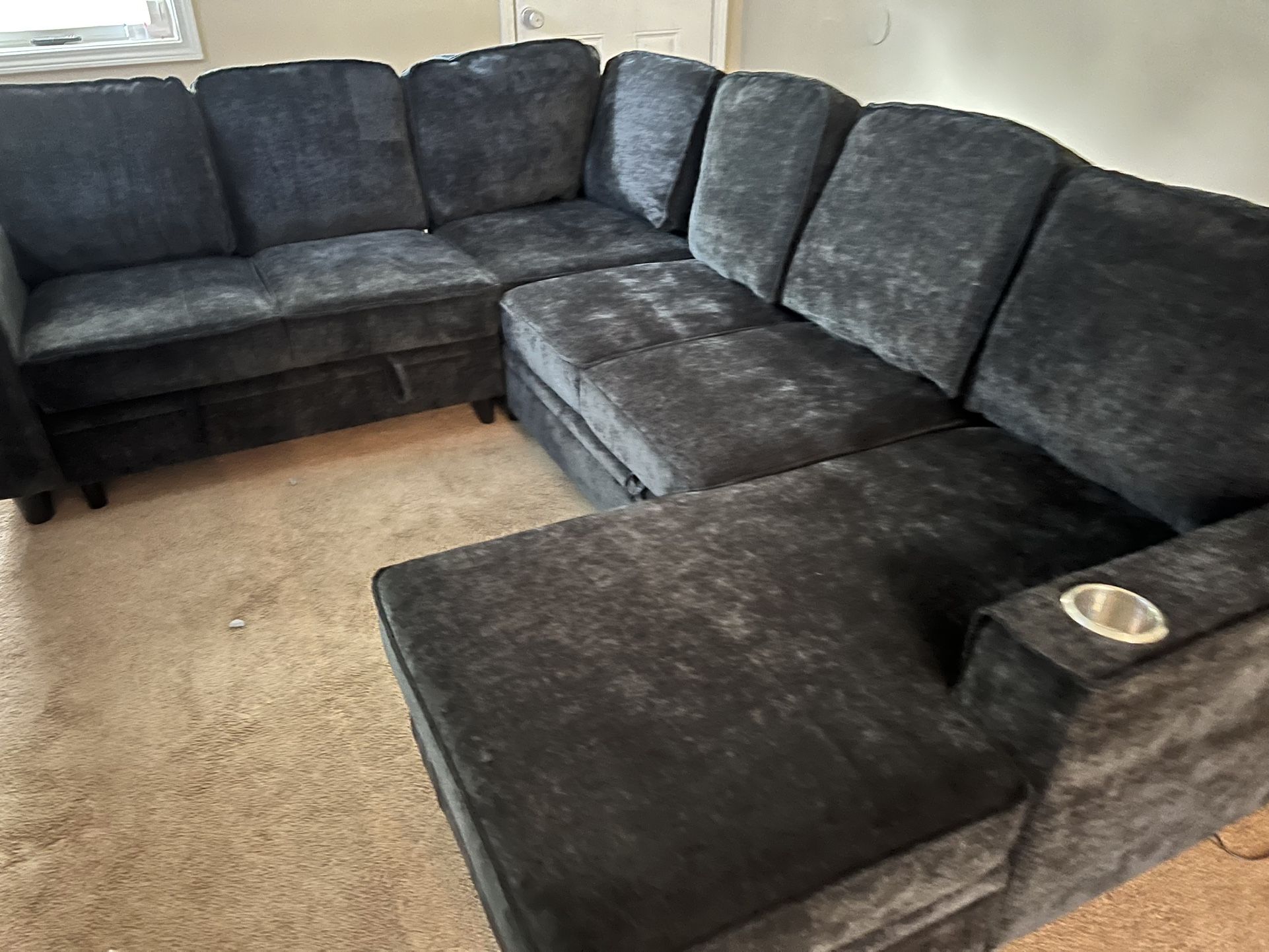 MORE BANG FOR YOUR BUCK!! SLEEPER SECTIONAL WITH CUPHOLDERS AND USB CHARGING PORTS! $825 !!