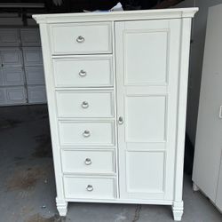 White Armoire / Dresser with Drawers and Shelving