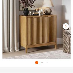 Nathan Jasper Light Brown MDF 31 in. Kitchen Sideboard or Living Room Storage Cabinet with Fluted Doors and Solid Wood Legs