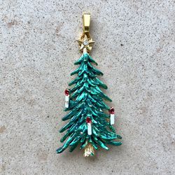 🎄 Pretty Christmas tree pendant (or ornament) made from a vintage pin brooch