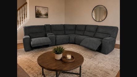 Sweeney 6-Piece Gray Fabric Power Reclining Sectional