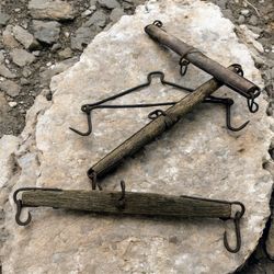 Rare Antique Horse/Ox Singletree Whiffletree Yokes Harness Hitch Lot of 3