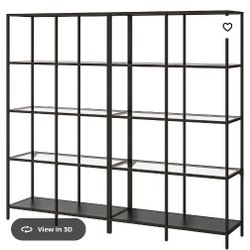 IKEA Brown/Black/Glass Display Shelves 