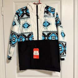 The North Face Boys’ Freedom Anorak Jacket – Winter Blue Geo Print (M 10/12) 
