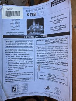 Vented gas log burner system is a Real Fyre G46 model by RH Peterson original $2400