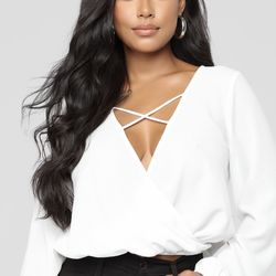 Fashion Nova Strappy Intentions Top - Ivory/Medium