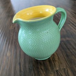 Large Green Yellow Italian Jar 7' Height Vase