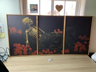 DRACIT Skeleton with Roses canvas Wall Art-16"x24"x3