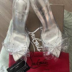 Red Bottoms Glass Slippers Size 37 (7us) 