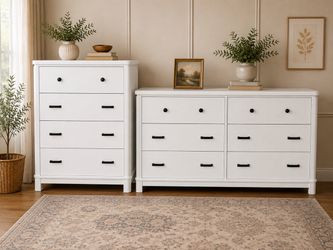 White Dresser Set with Black Hardware