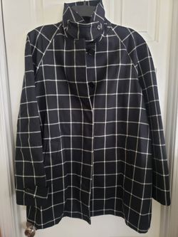 LAUREN Ralph Lauren Coat Black White Windowpane Plaid
