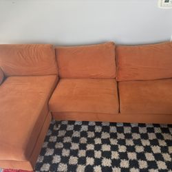 Orange Velvet Sofa With Chaise