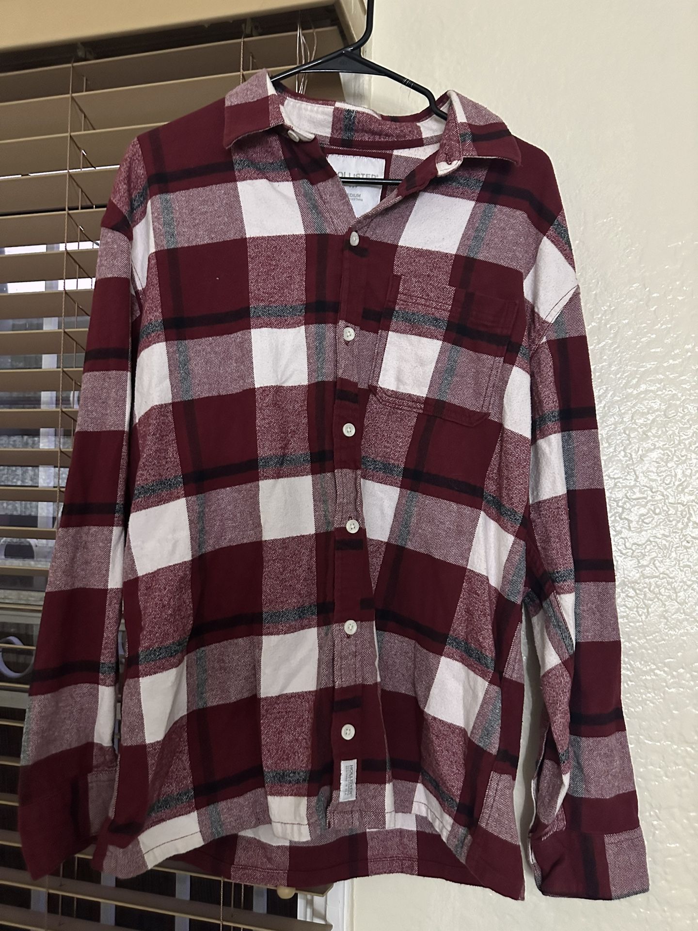 Men's Red And White Plaid Flannel Shirt