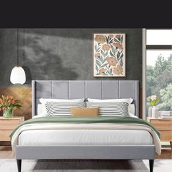 Upholstered Wingback Bed queen size no Mattress