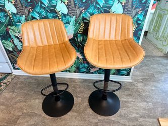 Yellow swivel adjustable bar stools